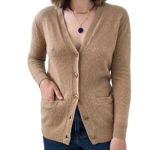 J. Crew Womens Tan Beige 100% Cashmere Italian Preppy Soft Cardigan Sz XS
